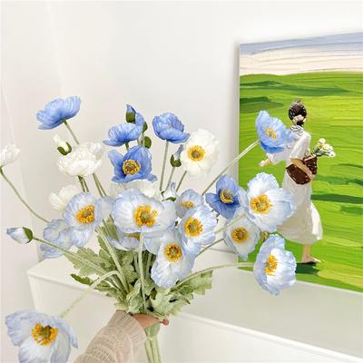 1 Bouquet 4 Heads Artificial Flowers Fake Silk Corn Poppy Flower Wedding Flower Bouquet Home Garden Party Decoration