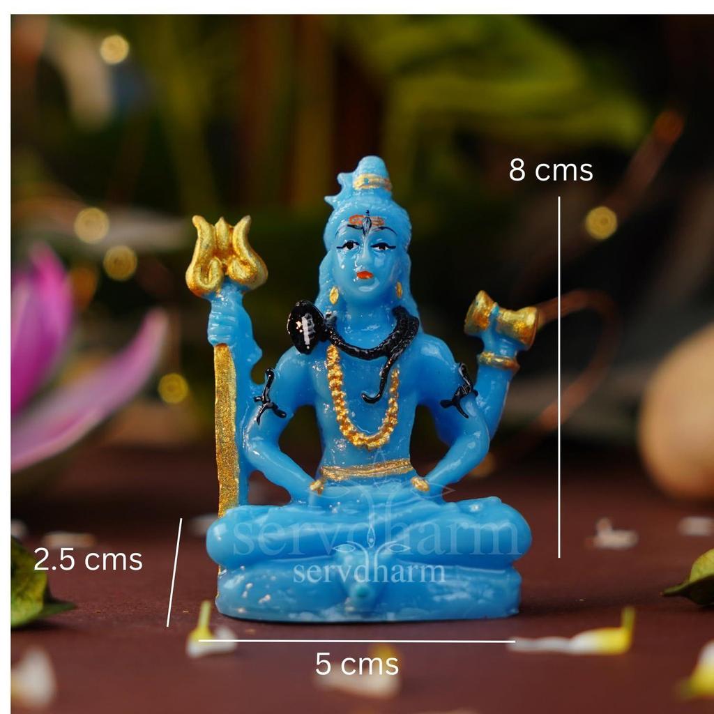Resin Shiva Idol Decorative Figurine Shiv Statue Murti Height - 3.14 inch (Blue Shiva Idol), Religious