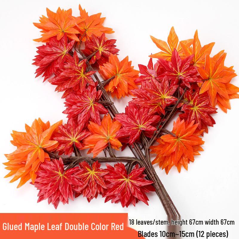Artificial Red Maple Leaves for Indoor/Outdoor Decor and Landscaping