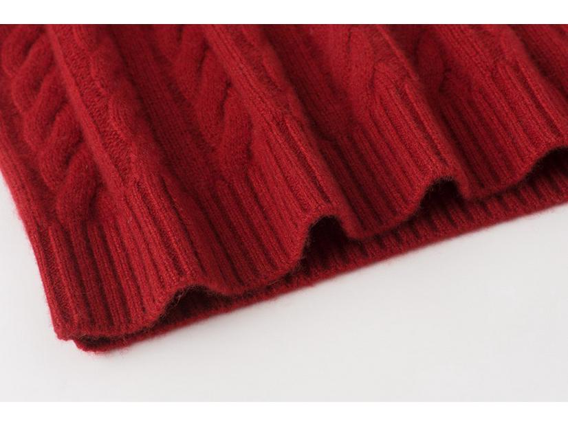 Women's 100% Pure Cashmere Round Neck Cable Knit Sweater