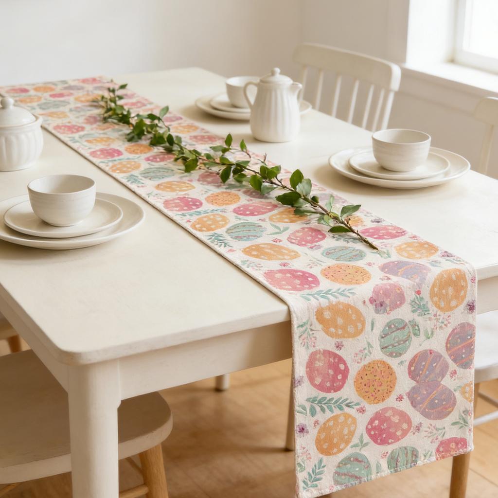 Frohe Ostern Tischläufer Frühling Ostereier Dekoration Haus Esszimmer Küche Tischdekoration