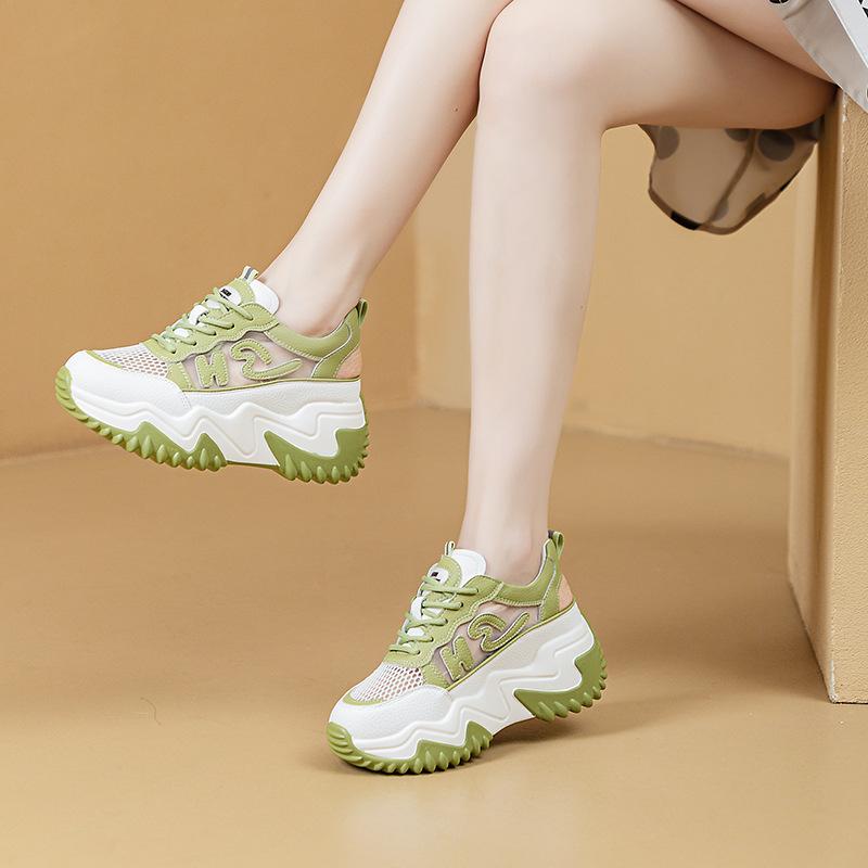 

Сандалии Daddy женские 2025 новые летние увеличенные полые сетчатые дышащие спортивные повседневные белые туфли 40 зелёный