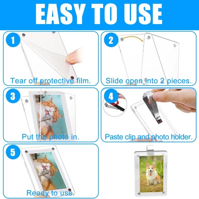 Pack of 3 Acrylic Vehicle Sun Visors Photo Clip Holders 3 Inch Universal Quick Install for Secure Display Easy Mounting