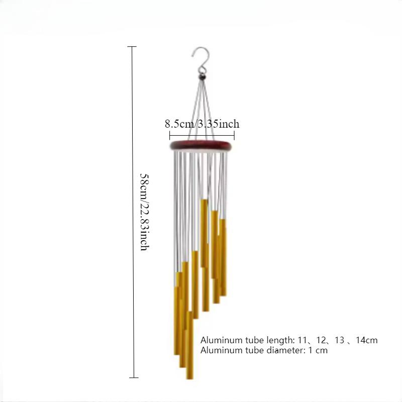 

Музика вітру - Алюмінієвий сплав, 6/12 трубок, Золотий/Срібний, Чистий звук, з гачком для дому/вулиці, Весільна вечірка, Меморіальна прикраса