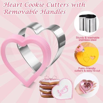3/5/7/8Pcs Heart Cookie Cutter Valentine's Day Love Heart Shape Biscuit Cutters Stainless Steel Baking Cutter Mold for Cookies Sandwiches Biscuits