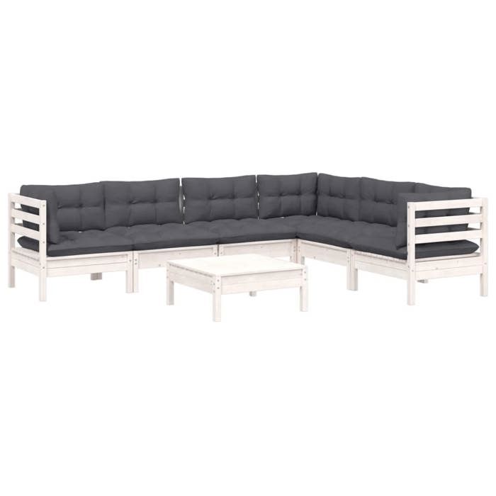 VidaXL Bois de Pin Massif Salon de Jardin 7 pcs avec Coussins Mobilier de Patio Meubles d'Extérieur Mobilier de Jardin 3096690