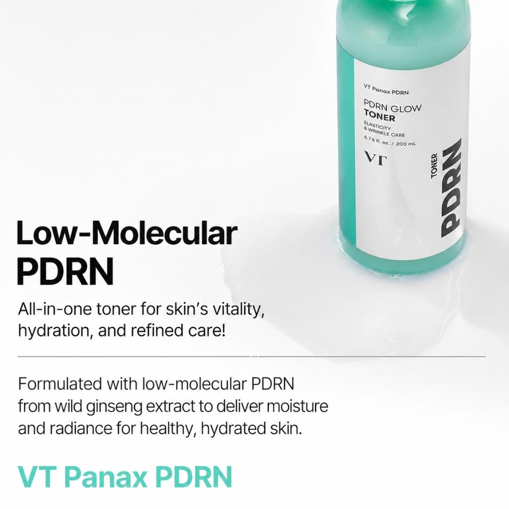 VT COSMETICS PDRN Glow Toner + Mist Spray Bottle Set (200ml X 2EA / 6.76 Fl. Oz X 2EA)