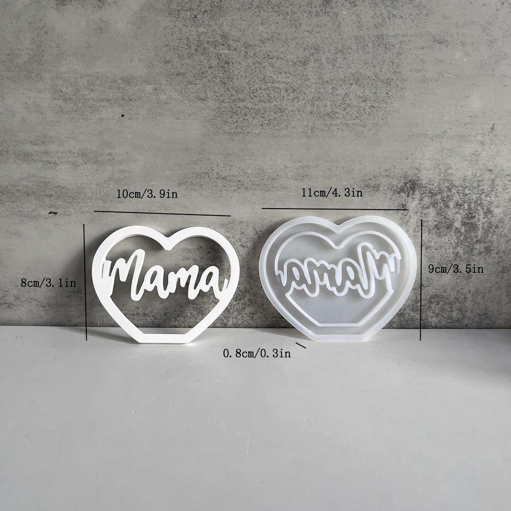 Mother's Day Heart-shaped Ambient Light Silicone Mold Mama Love Mother Portrait Decorative Plaster Drip Mold