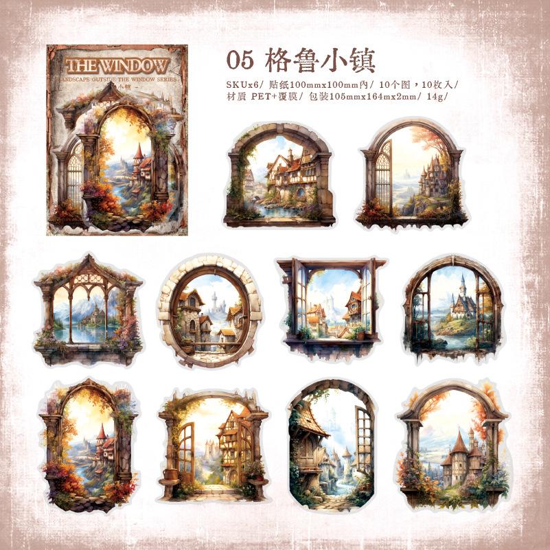 10pcs/lot Kawaii Stationery Stickers The view from the window Diary Planner Decorative Mobile Stickers Scrapbooking Sticker