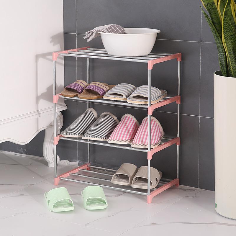 Stainless Steel Shoe Rack 4-corner Support Shoe Rack Household Supplies with Thickened Connecting Pipe Fittings