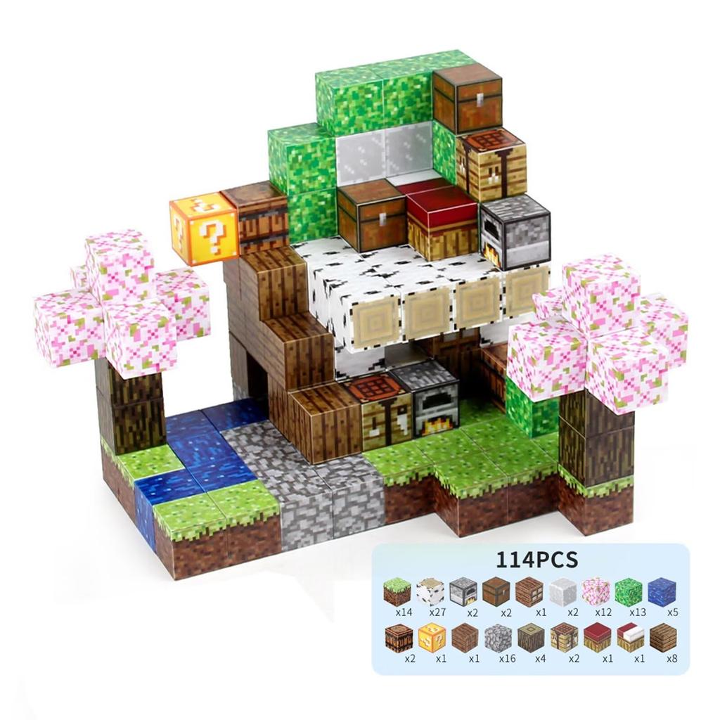 Vexolite Magnetic Building Blocks, Minecraft-Style 3D Puzzle, Educational Toy for Elementary School Students, Birthday Gift, Preschool Entrance Gift,