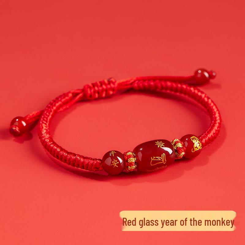 2026 Year of the Horse Zodiac Red Rope Bracelet - Women's/Men's Tai Sui Protective Charm for Horse, Rat, Ox, Rabbit Signs