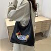 Stylish Large Capacity Tote Bag For Women With Cute Cartoon Design In Black White And Coffee Colors