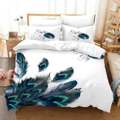 Biancheria da letto stampata con piume di pavone colorate Home Spin Deluxe Copripiumino in piumino Federa 2/3 Adulti Bambini Camera da letto Queen King Size