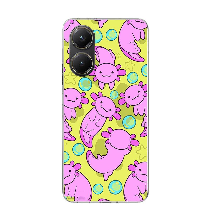 Cute Axolotl Kawaii Phone Case For Xiaomi Poco X7 X6 X5 Pro F7 Ultra Redmi 15C 15 13 13C 12 12C 10 10A 10C 9 9A 9C 9T Cover Poco