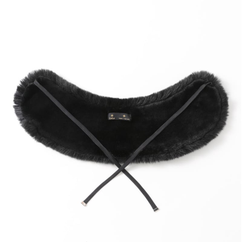 LALA Fur Ribbon Color Scarf - Black