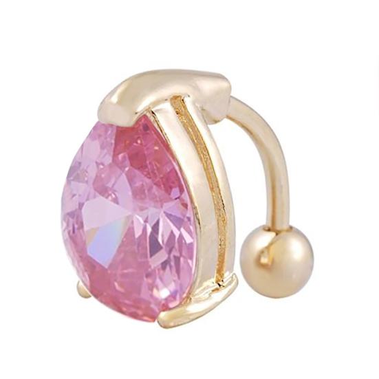 Women Reverse Heart Belly Button Ring Bar Navel Ring Body Piercing