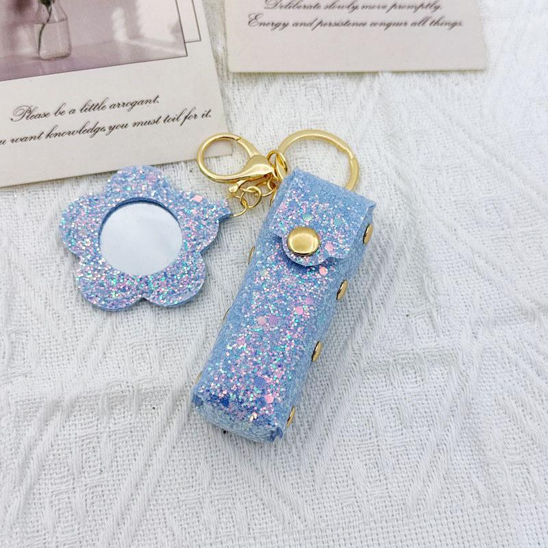 Portable Lipstick Bag Pouch Lip Balm Bag Keychain Holder Creative Lipsticks Protective Cover With Mirror