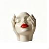 Head Shaped Vase Feminist Art Woman Brush Holder Boho Design Face for Women, Vanity Table,