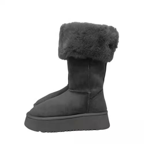 Maillard Big Hair Two Knee Snow Boots 2025 Winter Suede Round Head Northeast Thickened Fur Warm Snow Cotton