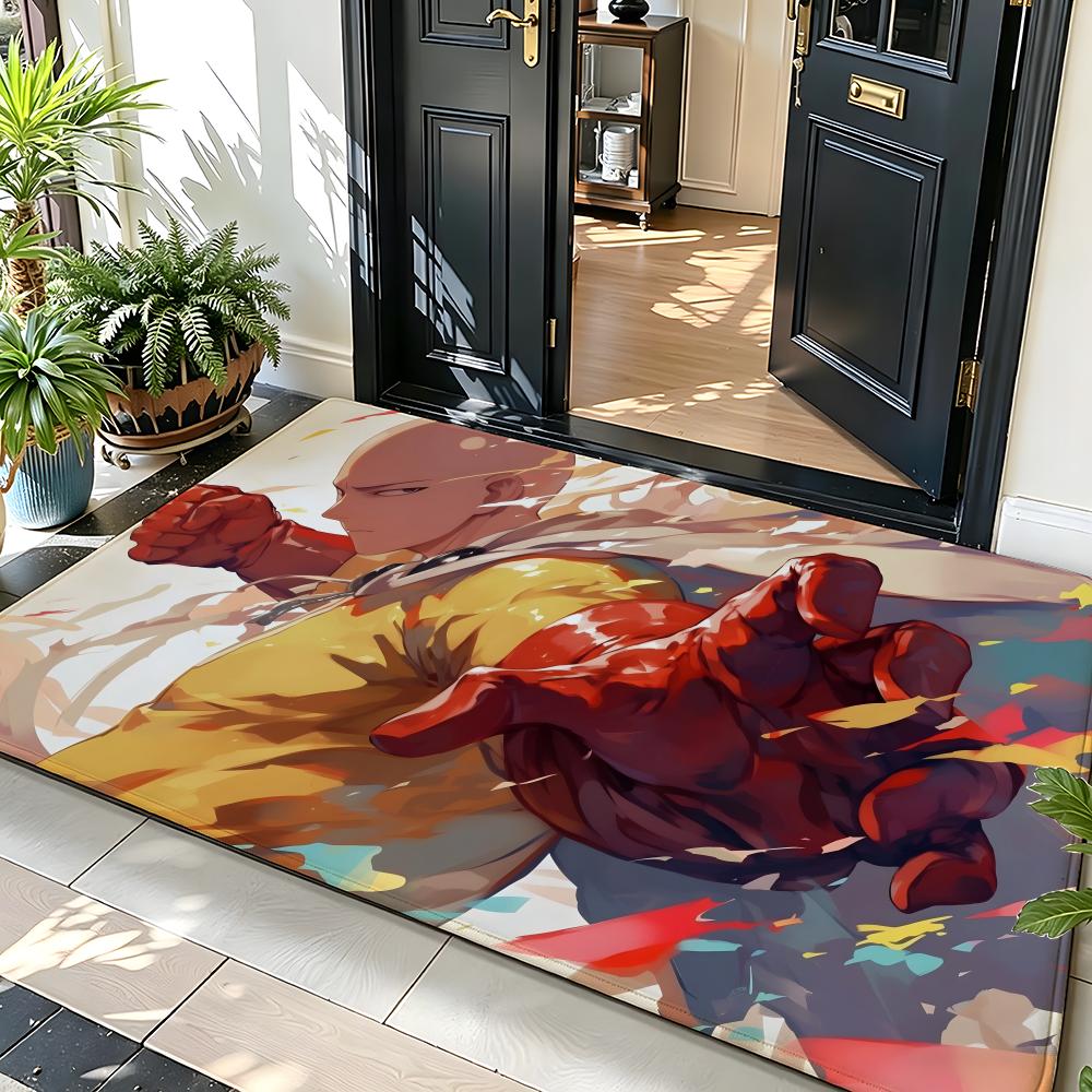 anime O-One-Punch M-Man Floor Mat Soft Flannel Floor Mat Suitable for Entryways, Living Rooms, Bedrooms, and Bathrooms