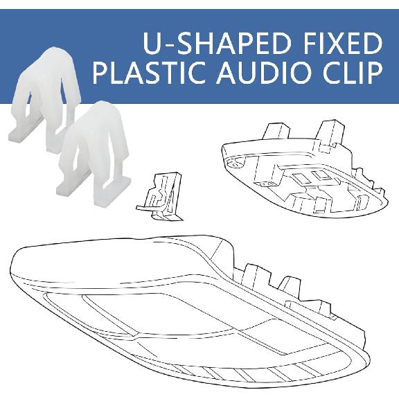 20 PCS Universal Car Fastener Clips, Nylon Elasticity Center Console Clips, Radio DVD Dash Panel Clips, White, Plastic, U-Shape, Flat or Round Head,
