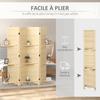 Indoor Room Divider 4 Panels 160L x 170H cm 3 Shelves Foldable Room Separator Louvred Doors Natural
