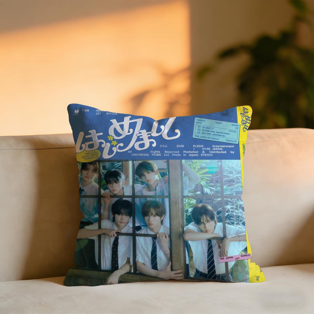 KPOP TWS Album Cushion Cover Cozy Velvet Throw PillowSoft Warm Cushion For Sofa Bed