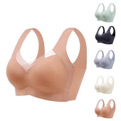 Seamless Underwear Women's Thin Large Size Bra Beautiful Vest  One-piece Fixed Cup Push-up Bra