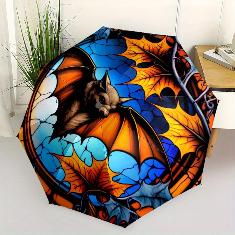Stained Glass Bat   Halloween Hanging Decoration for Home,  Portable 3 Fold Compact Umbrella for Men & Women,S276