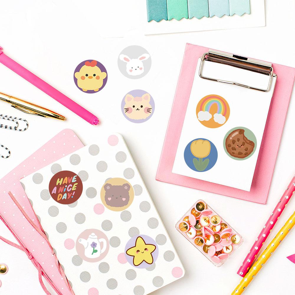 500PCS Korean Cartoon Style Roll Stickers Notebook Fashion Laptop Luggage Cartoon  Personalized Coffee Phone Art Sticker