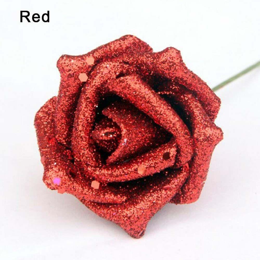 DIY Wedding Party Decor with Glitter Powder Bride Bouquet Decoration Foam Roses Artificial Roses Artificial Flowers