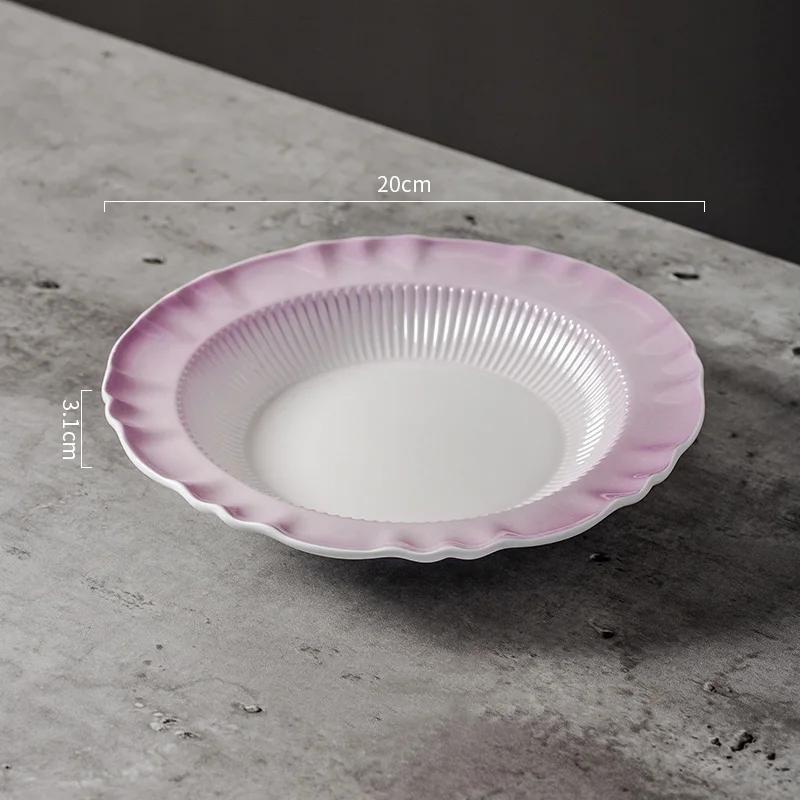 Leichter Luxus Lila Keramikteller High-End Restaurant Köstliche Gerichte Fischteller Französischer Stil Nachmittagstee Dessertteller