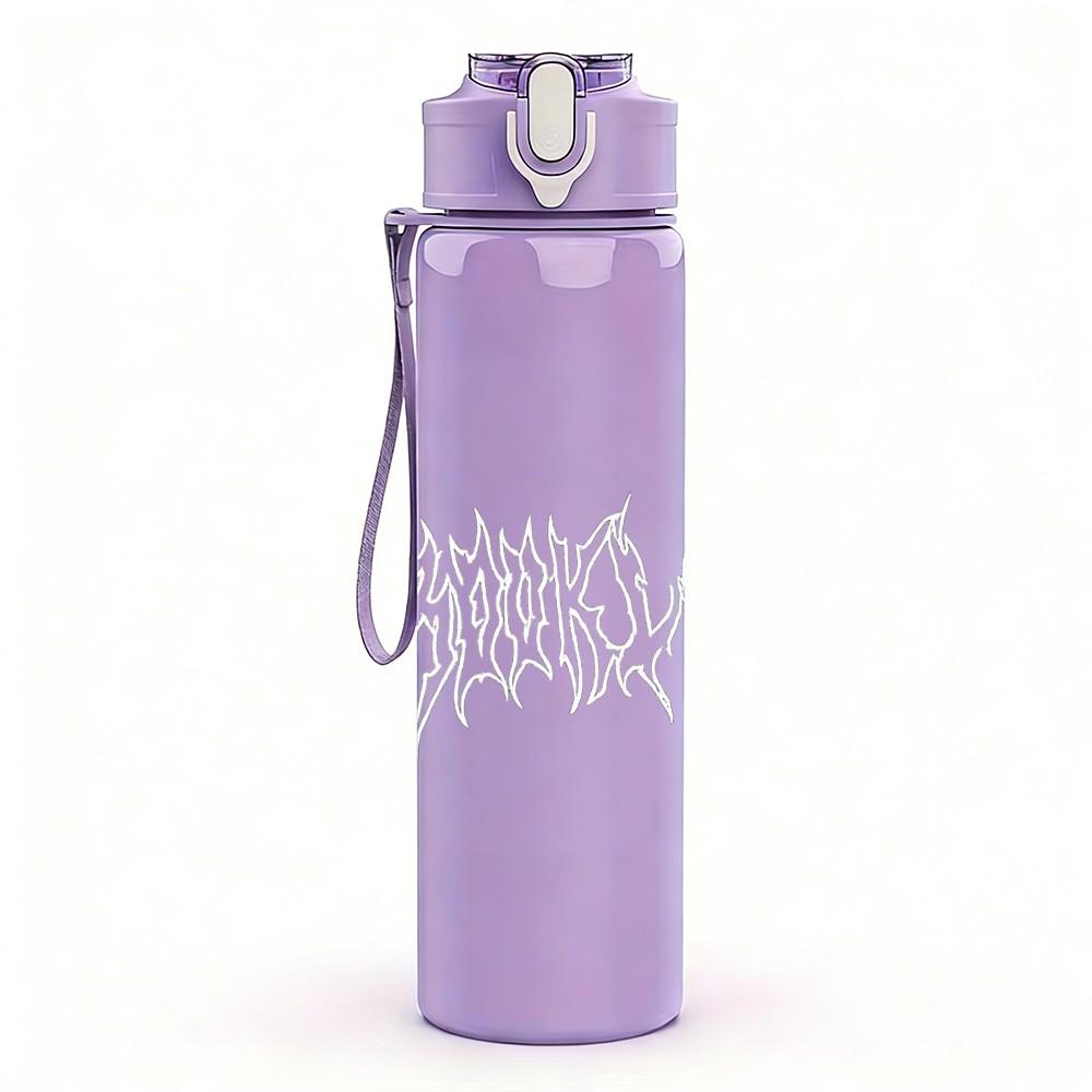 1PC Death Metal Band Text Font Print 750ml Color Plastic Sports Water Bottle Leakproof Flip Straw Lid Suitable for Sports Office Home Use