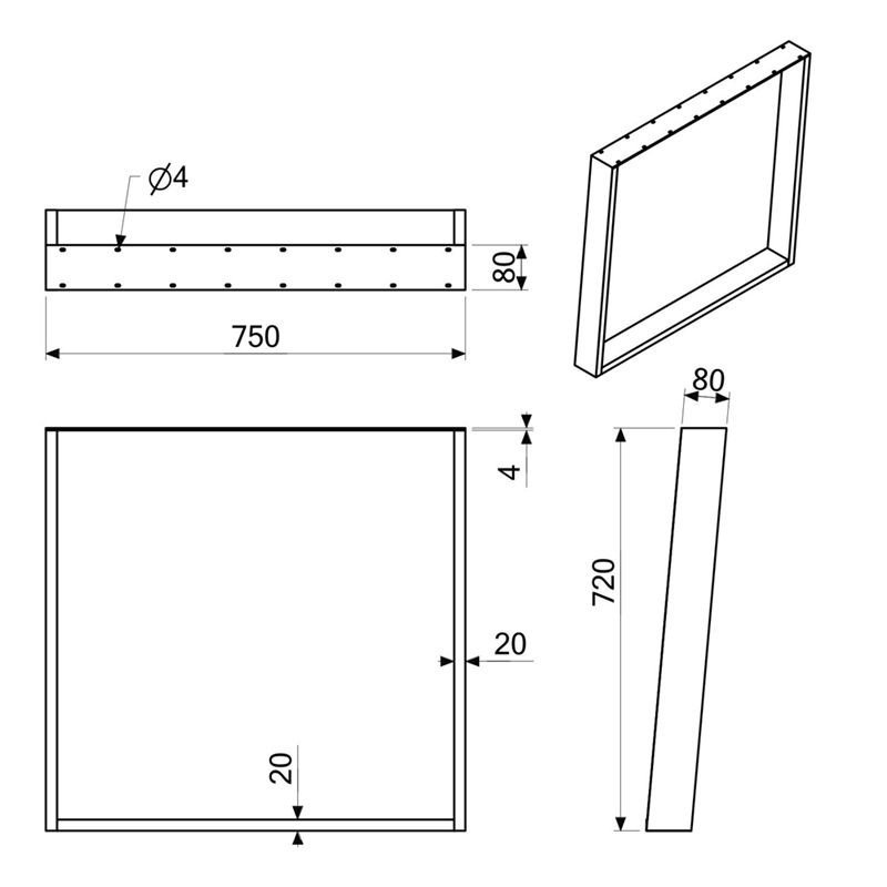 SLAN leg 75x72 STEEL