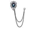 European & American Fashion Hollow Water Drop Brooch: Heart Chain Tassel Corsage for Men's and Women's Coats - Stylish, High-End Accessory.