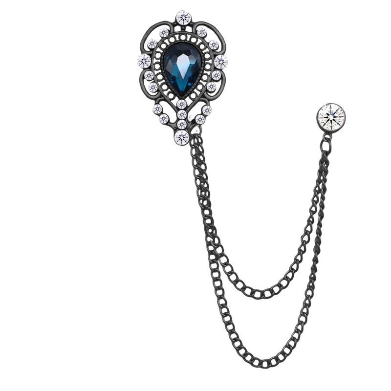 European & American Fashion Hollow Water Drop Brooch: Heart Chain Tassel Corsage for Men's and Women's Coats - Stylish, High-End Accessory.