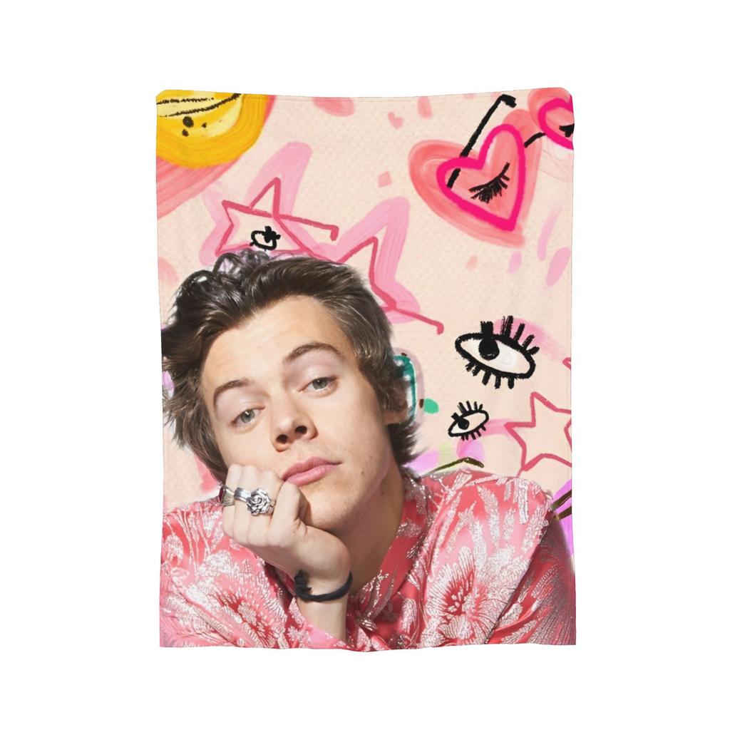 Harry Styles Deka Korálový Fleece Plyš Tištěná Prodyšná Lehká Tenká Přehozovádeka pro Domácnost Pohovku Přehoz na Postel
