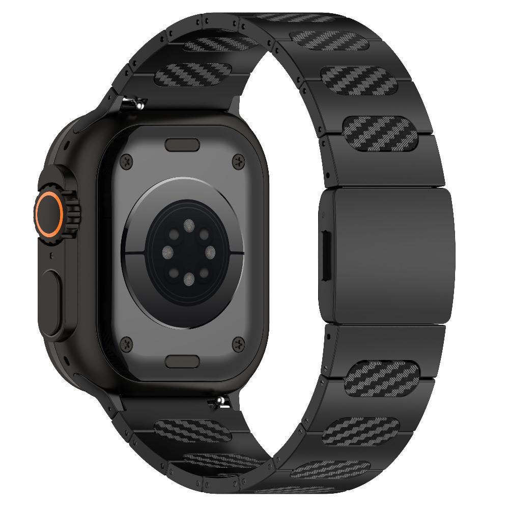 Magnetyczny Pasek ze Stopu z Paskiem ze Skóry Silikonowej dla Apple Watch Seria 12 11 10 SE1 2 3 /Ultra4 3 2 1 38/41/42/46/49 mm