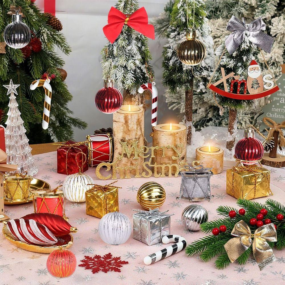 New Plastic Christmas Tree Balls Drum Hanging Xmas Ornament DIY Bow Xmas Baubles Christmas Decorations