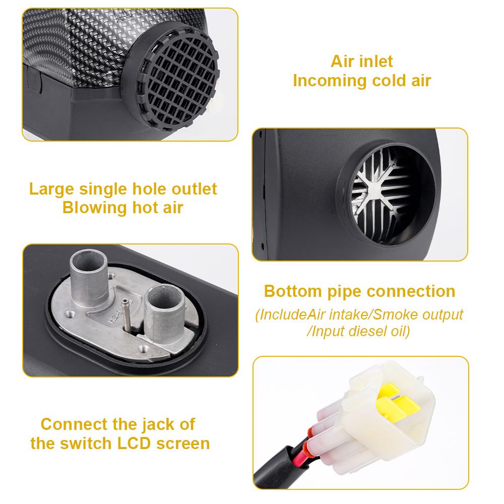 5-8KW Air Parking Heater Universal 12V&24V Split Unit Straight Fuel Tank Remote Control Switch For Indoor Outdoor Camping Vans