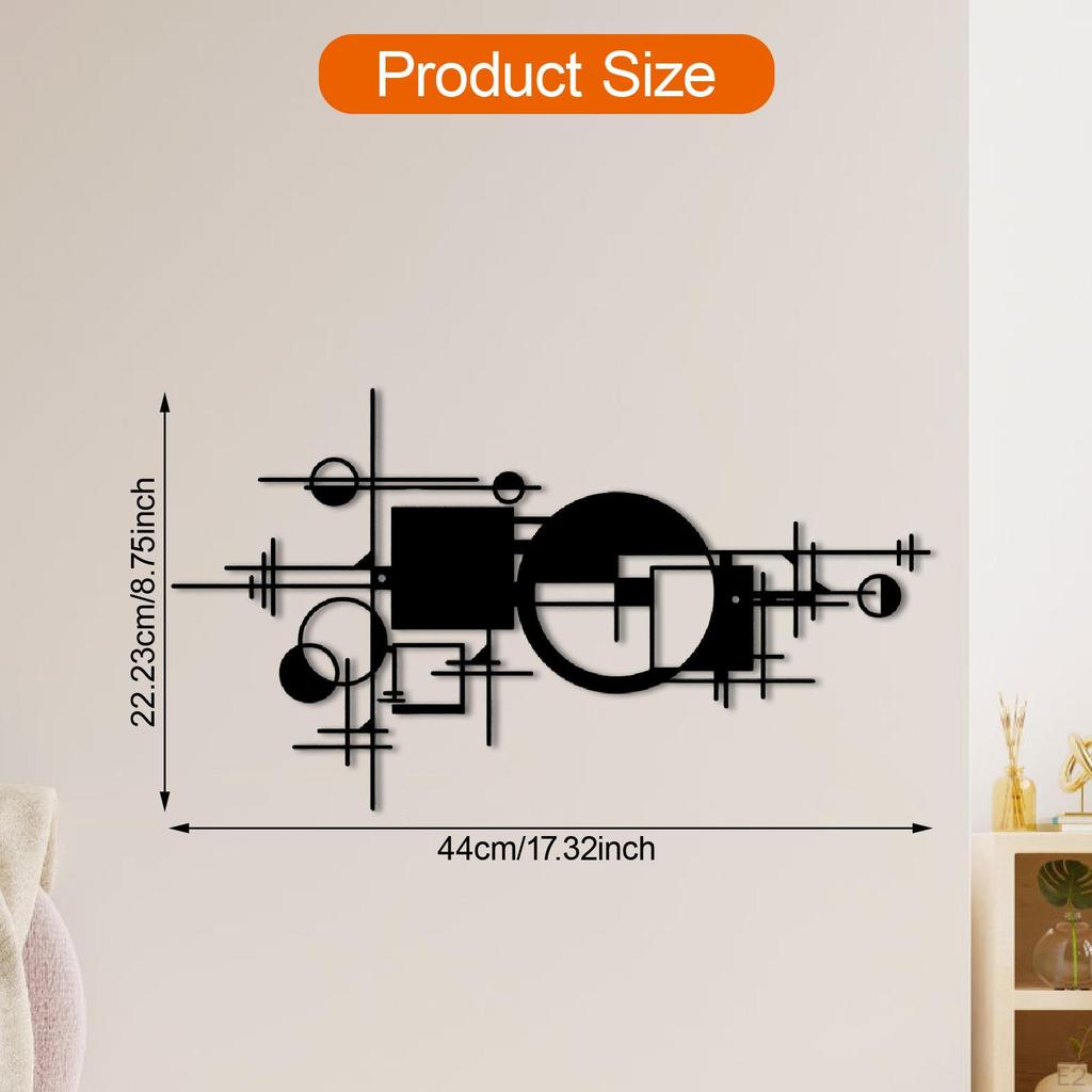 Art Mural Métal Décoration Intérieure Abstrait Intérieur Extérieur Moderne, Minimaliste Noir Bureau Chambre