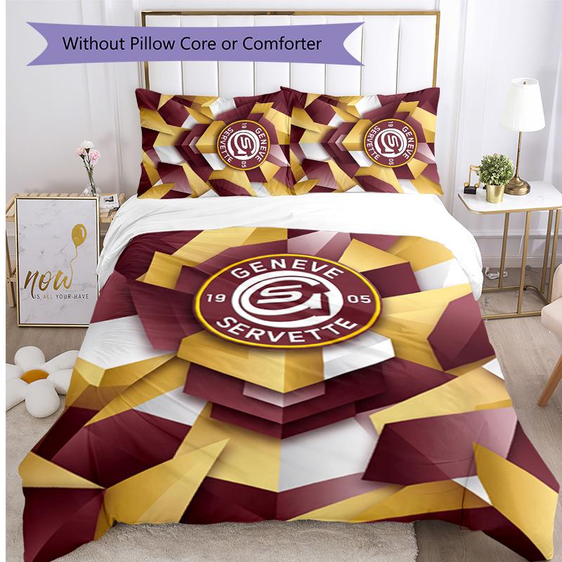 Servette FC Bedrucktes 3-teiliges Bettwäsche-Set Atmungsaktiver Bettbezug mit Kissenbezügen Dekorative Bettwäsche für Schlafzimmer Zuhause