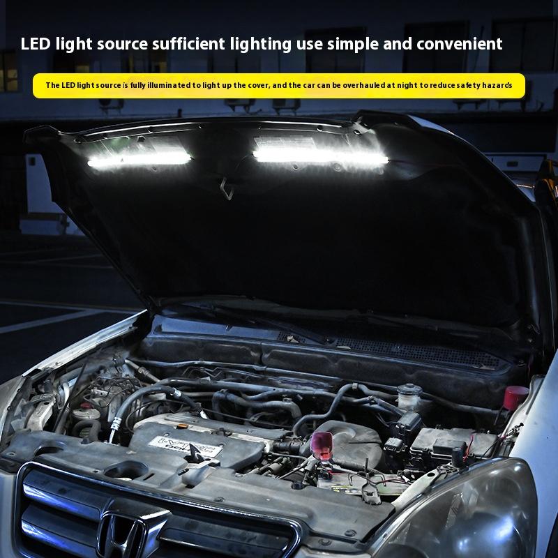 Car 6000K White Headlight Engine Hood Work Inspection LED Lighting Flexible LED Light Strip Self-adhesive 12V Switch Control Hoo