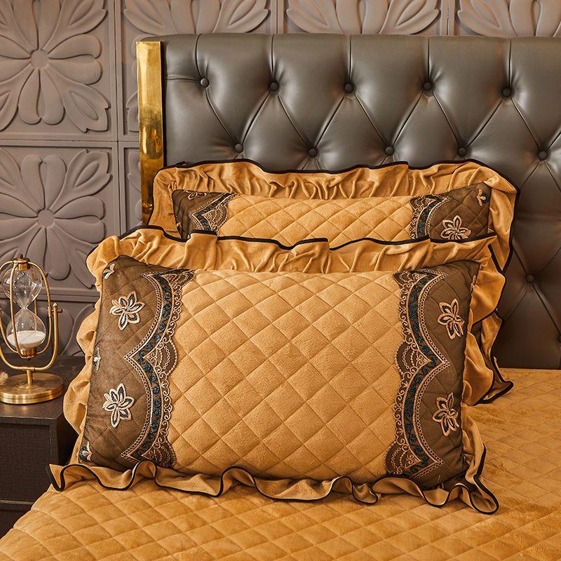 2pcs Crystal Velvet Pillowcase Solid Color Winter Warm Pillow Cases Decor Home Pillow Covers Bedding