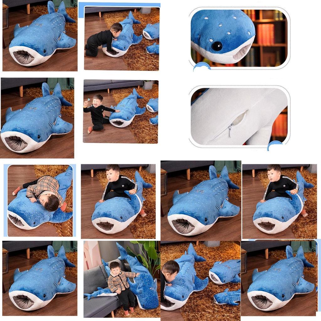 Großes Blauwal Plüschtier Superweiches Stofftier für Kinder Cartoon Hai Wal Kissen