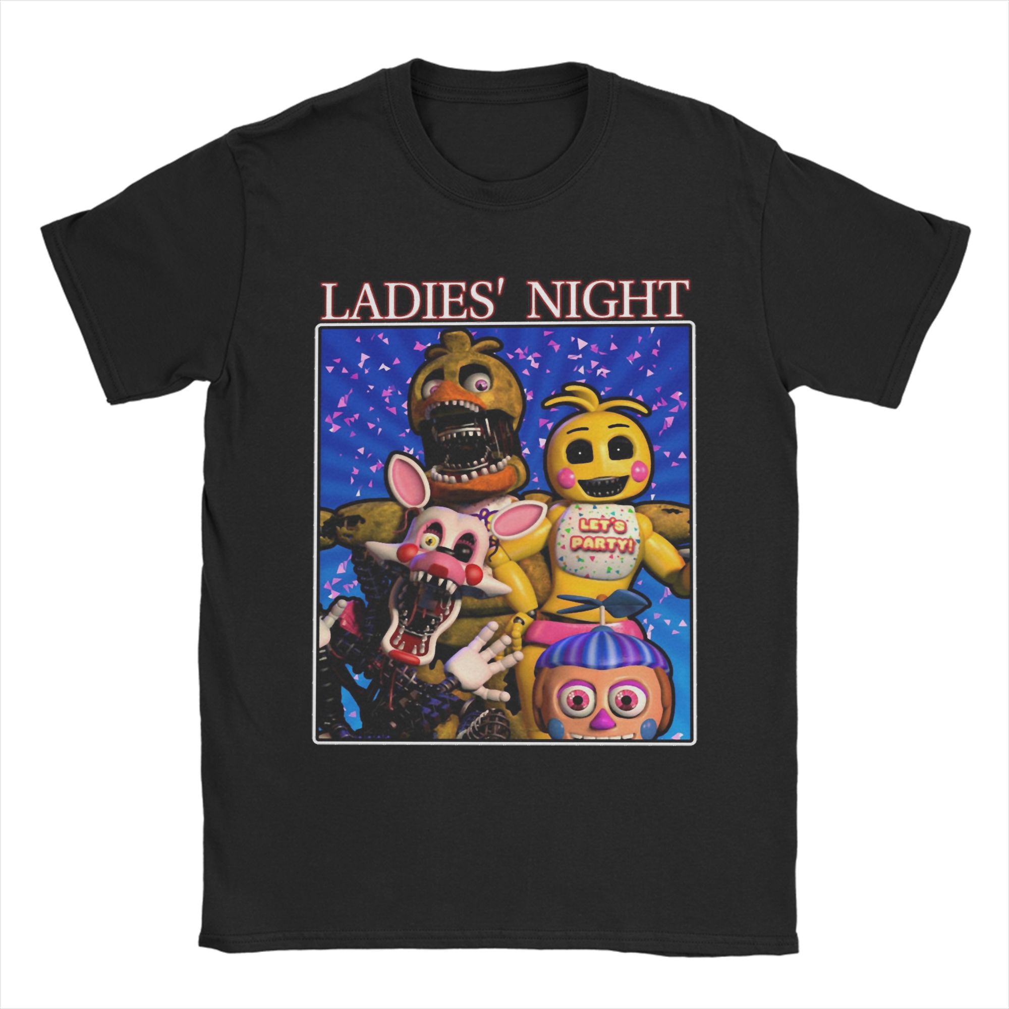 

FNAF В Фредди Мы Любим Чику Мужская Футболка Забавная Футболка С Коротким Рукавом С Круглым Вырезом Хлопок Подарок Одежда S