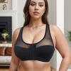 Semi-transparent Mesh Sports Bra for Women Seamless Shaping Top No Underwire Gathered Front Buckle Design Sexy Bra