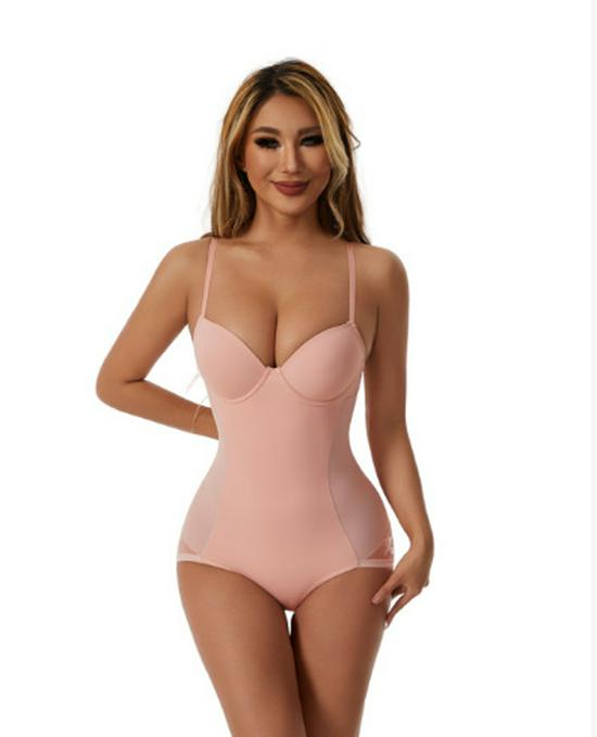 Explosive Style Body Shaping One-Piece Suit with Bra Support - Tummy Control Deep V Design