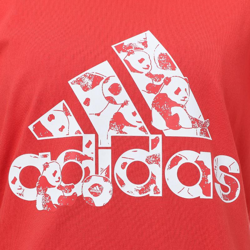 Adidas China Tee With Panda Print Logo Fashion Breathable Training Comfortable Casual Sports Loose Short Sleeve T-Shirt Women Tops Red H58192